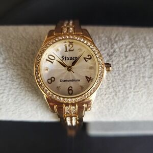 Stauer Marilyn‎ Rhinestone Quartz Watch Gold Tone with Crystals Fresh Battery